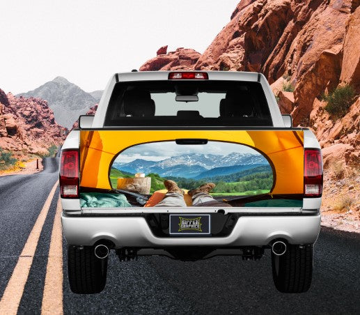 Camping Room With a View Tailgate Wrap Vinyl Graphic Decal Sticker